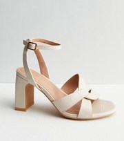 New Look Wide Fit Off White Croc Open Toe Strappy Heels